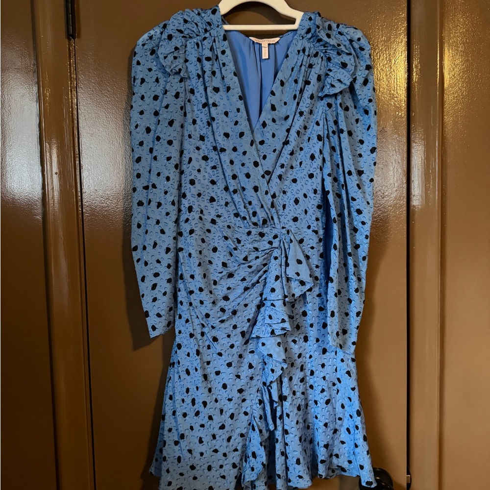 Rebecca Taylor Blue and Black Polka Dot Dress